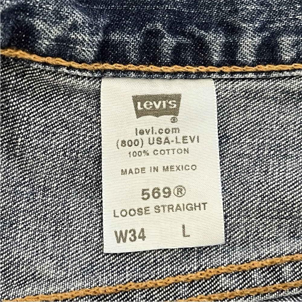 Levi's 569 Denim Blue Jean Shorts Jorts Loose Straight Fit Y2K Size 34 - Picture 5 of 7